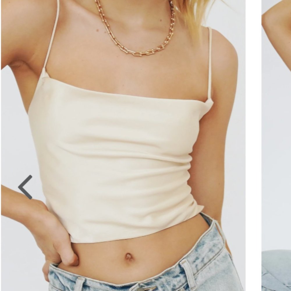VRG GRL Luxe List Tie Back Top // Cream NWT